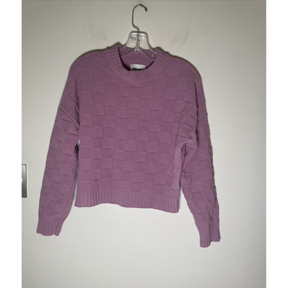 Abercrombie & Fitch A&F Womens Sweater Cropped Oversized Pink Knit Patterned XS